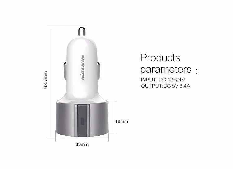 Nillkin Быстрая зарядка 5 V 3.4A 2 Порты зарядных порта USB для автомобиля Зарядное устройство и хранилище данных с разъемом микро USB кабель для samsung s6 s6 s7 s7 edge Xiaomi Meizu