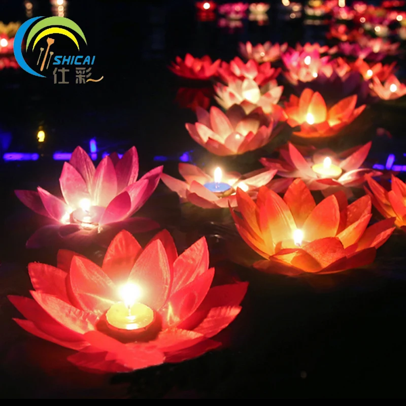 

Romantic Valentine's Day Gift Lotus Wishing Lamp Votive Candle Floating Candle Lamp Water Flower Lantern Wedding Decoration