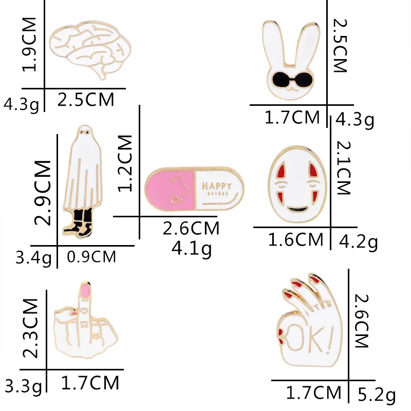 Модные солнцезащитные очки кролик ок средний палец мозговой таблетки эмаль брошь для воротника блузки шпильки подарок для детей сумка значок нагрудная пряжка