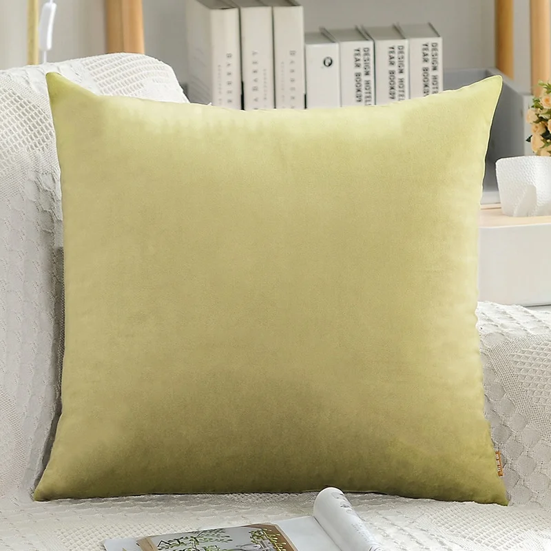 2 шт Декоративные удобные бархатные наволочки мягкие наволочки Soild Квадратные наволочки для дивана спальни автомобиля - Цвет: Olive green
