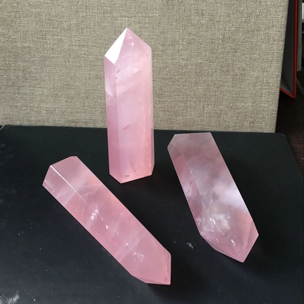 Натуральный камень, розовый кварц, кристаллический точечный лечебный камень, обелисковая палочка, розовый 40-100 мм, украшение для дома, шестигранные призмы, камни