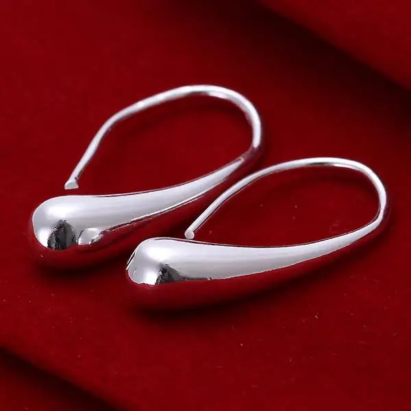 Новая мода ювелирные изделия серебряные капли воды Крюк Пирсинг уха кольцо серьги клип для женщин подарок@ M23