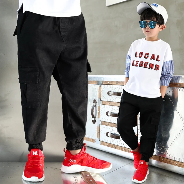New 2019 Autumn Teens Jeans For Boy  green Baby Boys Jeans Pants Designer Kids Jean Children's Elastic Waist Denim Long Pant 4