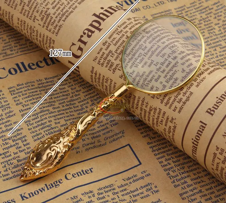 3.5X винтажное Золотое металлическое увеличительное стекло лупа с ручкой для чтения
