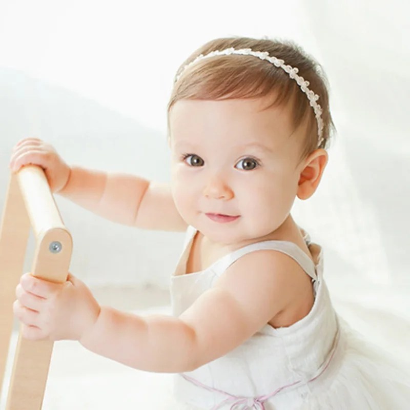 1 Piece Baby Girls headbands Headwear Princess Lace Flowers Diamond Pearl Headbands Elastic Hairbands Newborn Photography Props