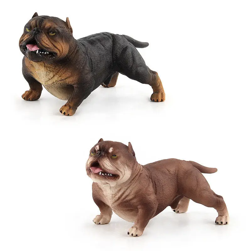 2x Animal Figurine Cute American Bully Pitbull Figure Model Toy Collectibles 