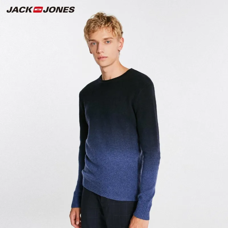 JackJones осенний мужской шерстяной градиентный пуловер Повседневный свитер Топ Мужская одежда 218424509