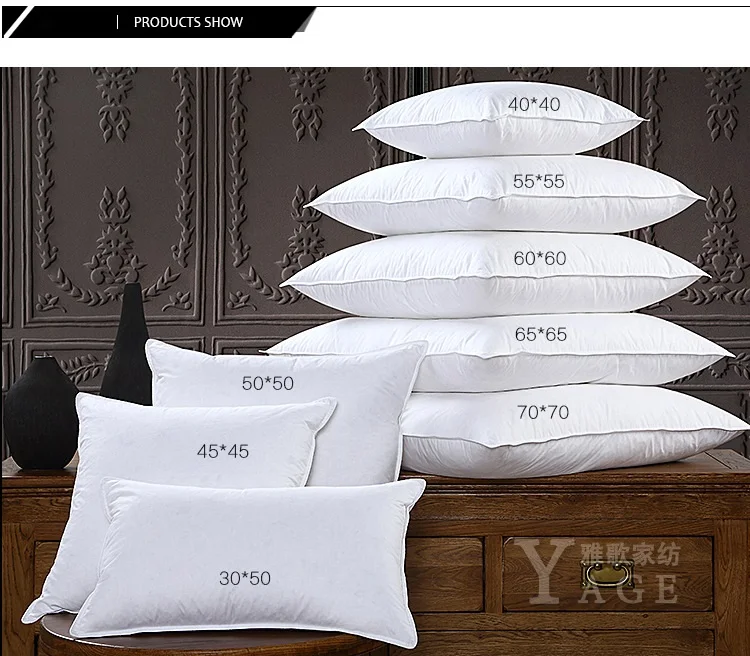 Customized Size White Goose Feather Down pillow inner Home/Hotel/Beach/Gift/Car/Office Cushion Pillow Custom Made