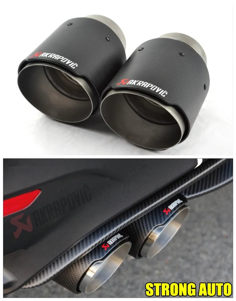 PAIR OF 63mm Inlet 101mm Outlet Carbon Fiber Exhaust Tip/Muffler