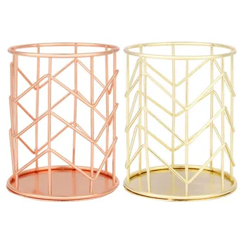 

2019 Nordic Simplicity Rose Gold Metal Iron Storage Basket Combination Holder Desk Desktop Accessories Stationery Organizer