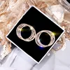 FYUAN Fashion Korean Style Small Circle Stud Earrings Luxury Gold Silver Color Rhinestone Earring Women Weddings Party Jewelry ► Photo 3/6