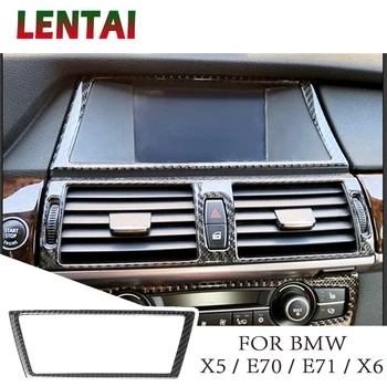 

LENTAI Navigation Panel Car Styling Carbon Fiber Interior Stickers For BMW E70 E71 X5 X6 2008-2013 M Performance Accessories