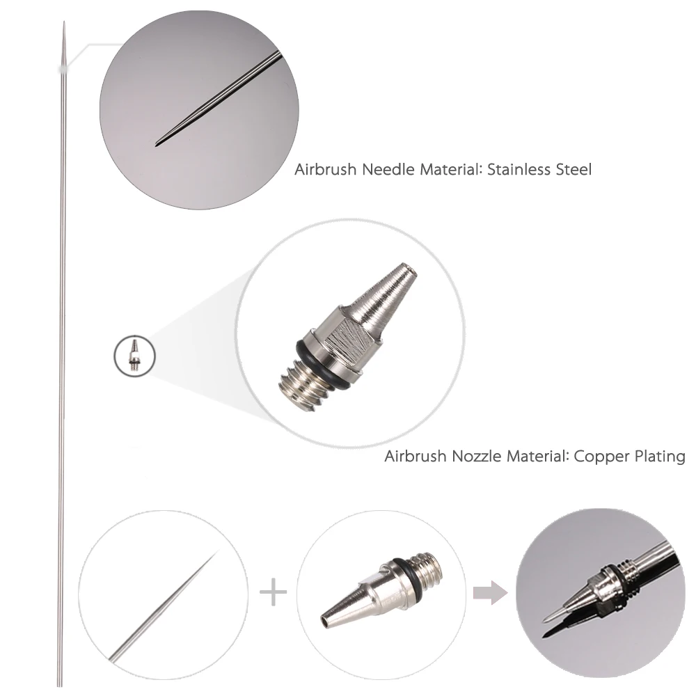 0.2/0.3/0.5mm Airbrush Nozzle And Needle Replacement for Airbrushes Spray Gun Model Spraying Paint Maintenance Tool Accessories