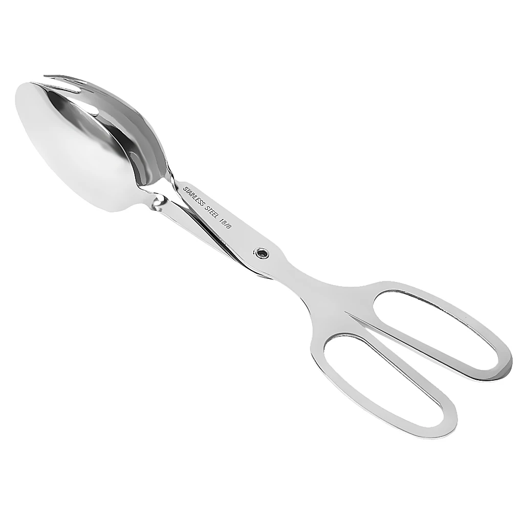 Stainless Steel Salad Tongs Egg Clip Kitchen Tool Serving Spoon Fork