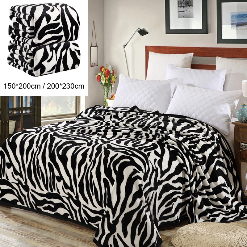 

Zebra Stripe Fleece Blanket Flannel High Density Super Soft Blanket Warm Comfortable Throw Bedspread Blanket 150*200cm/200*230cm