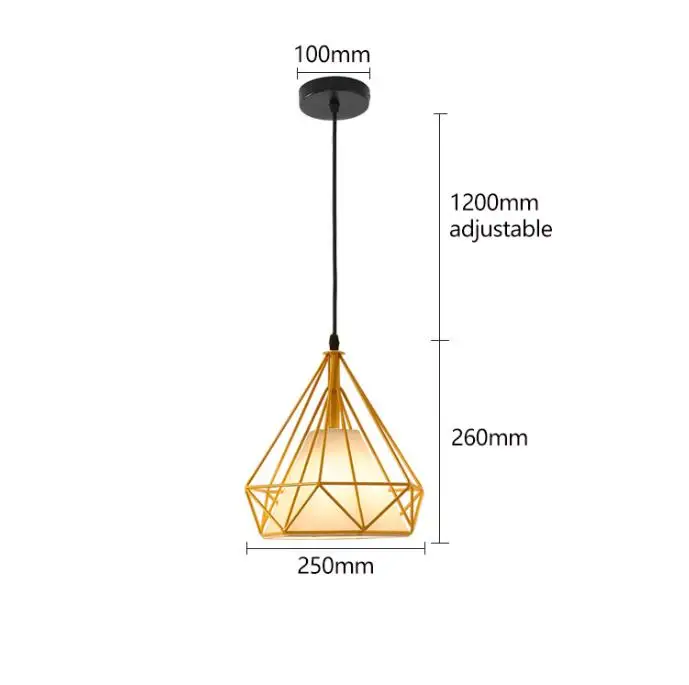 Современный черный светильник в виде птичьей клетки Железный минималистичный Ретро Лофт Пирамида подвеска лампа металлическая клетка с E27