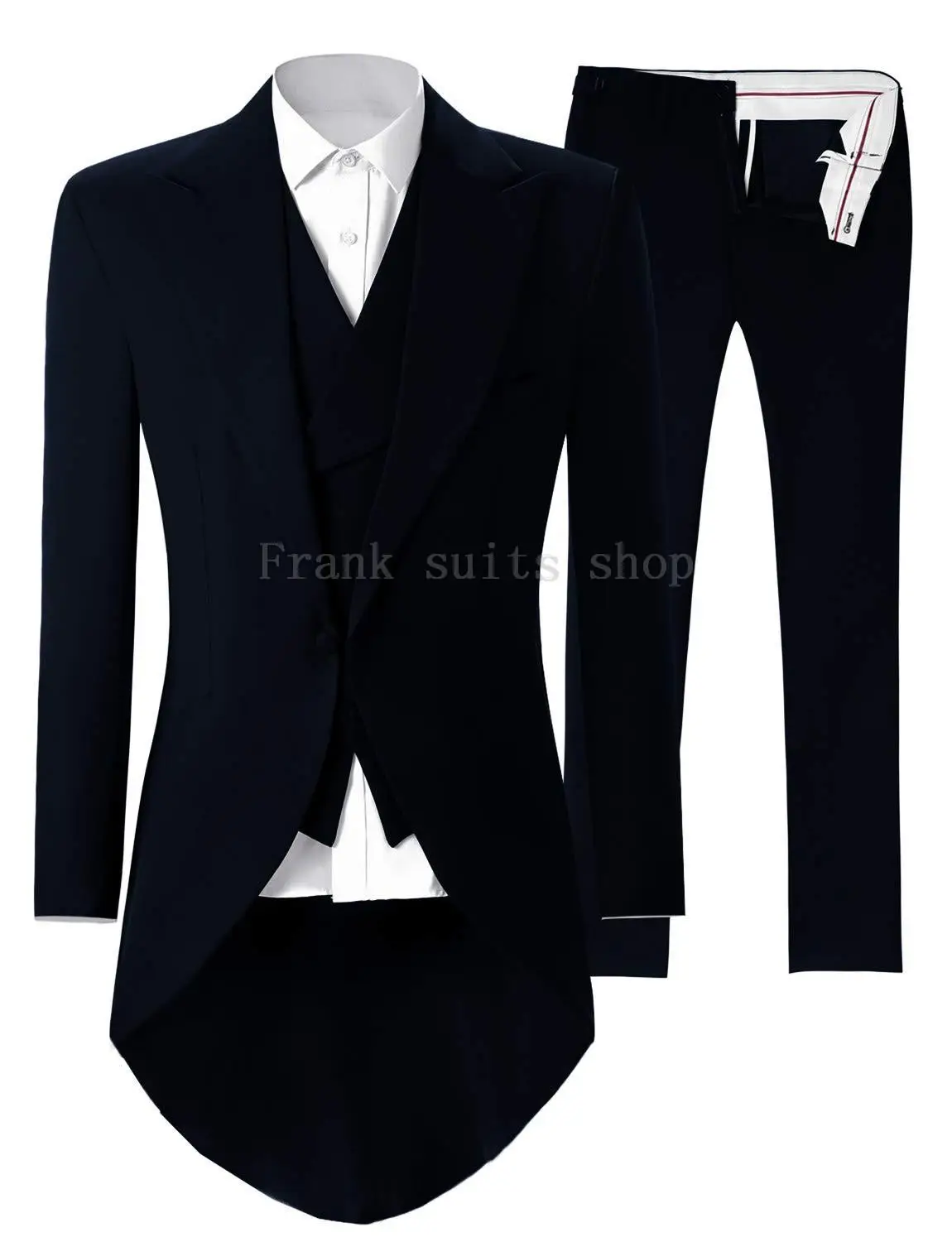 

Black Long Tail Peak Lapel Wool Six Buttons 3 Piece Graceful Formal Tuxedos Clothing Groom Wear Wedding Suit(Jacket+Pants+Vest)