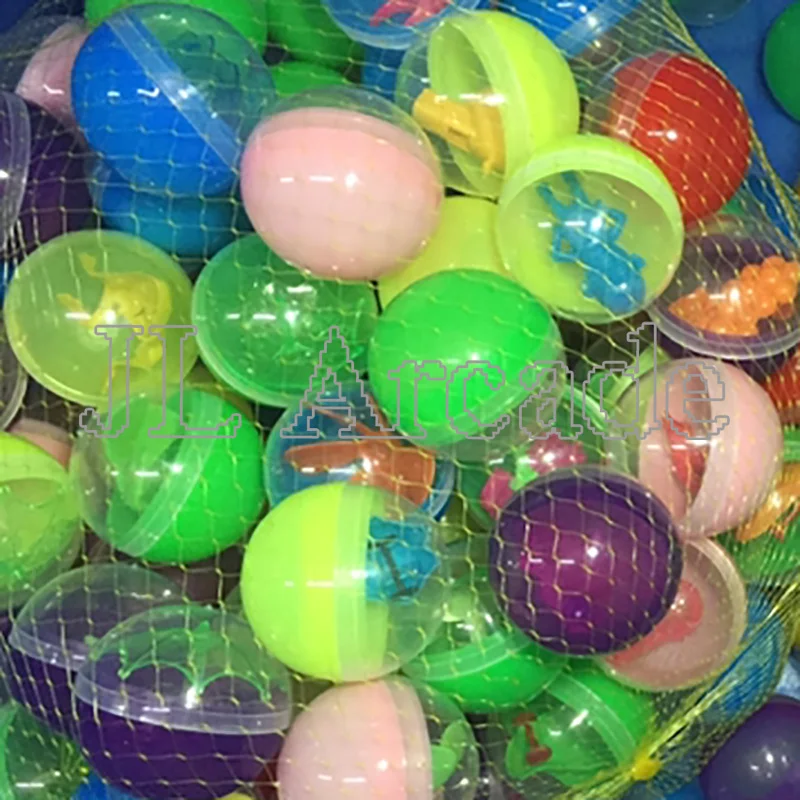 

100pcs/lot 45mm diameter plastic color balls capsules toys with inside mini dolls toys randomly mix for arcade vending machine