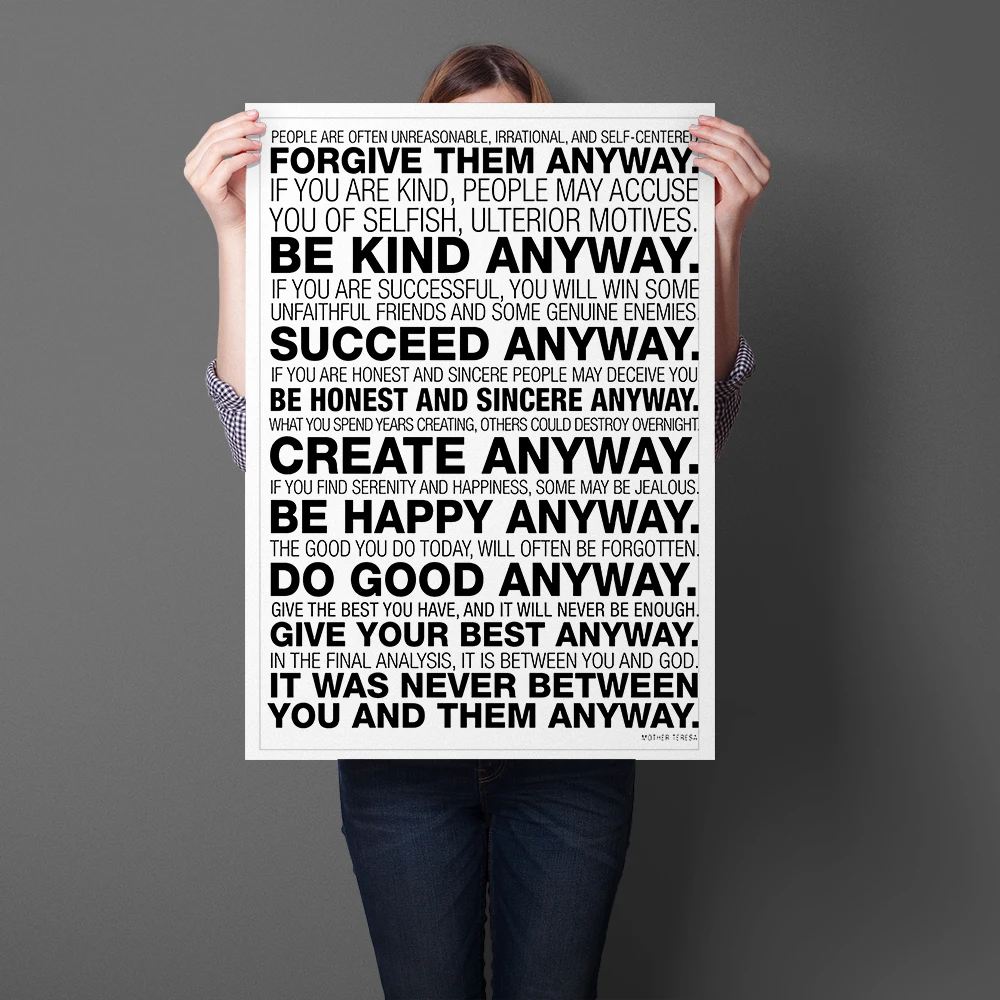 

Forgive Them Anyway Mother Teresa Anyway Quotes Canvas Painting Wall Art Canvas Poster Print Wall Sticker For Home Decoration