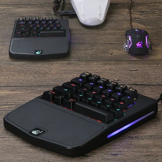 Cheap 28 Key Blue Switch Single Hand Mechanical Keyboard Colorful Backlit Ergonomic Gaming Keyboard USB Wired for Desktop PC Laptop