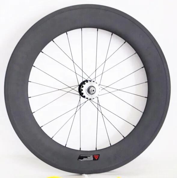 

700c 88mm carbon clincher/tubular rear wheels with fixed gear 25/23mm wide 3k matte 24h novatc 166SB Hub for track carbonio bike