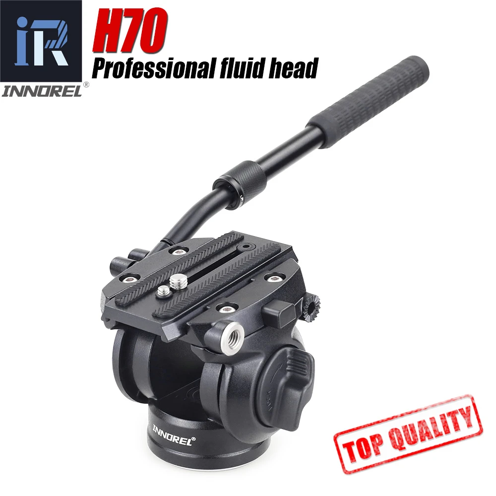 H70 Video Tripod head Fluid monopod Head Hydraulic Damping for DSLR camera  Bird Watching 8kg load Portable 2 sections handle