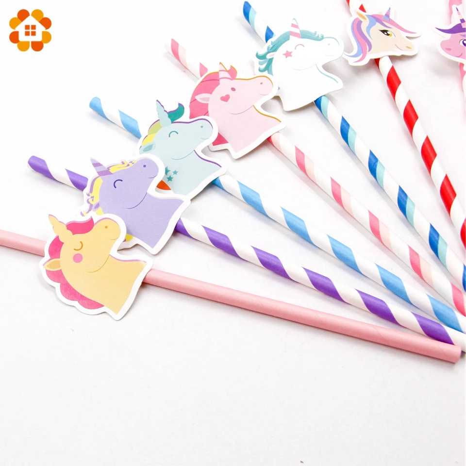Buy 10PCS Unicorn Paper Straw Cute Colorful Unicorn