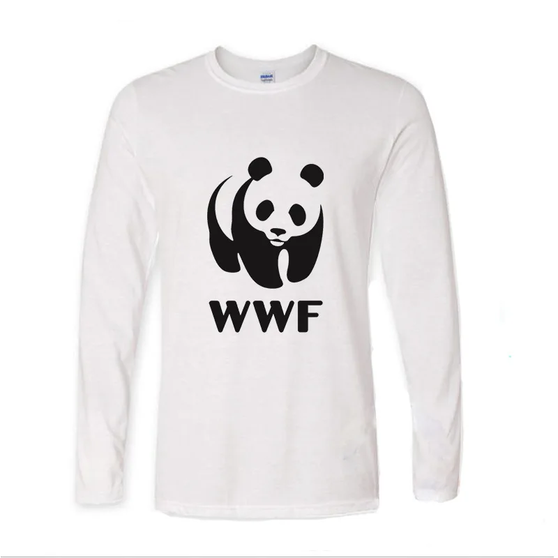2017 Hipster базовые Топы забавные wwf смешные лица Panda Забавный Длинные футболки рукава