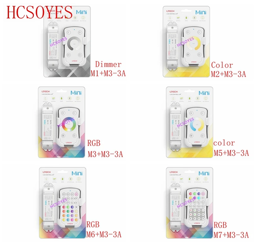 

LTECH M1 M2 M3 M5 M6 M7 CT RGB RF Wireless Remote M3-3A CV Constant Voltage Receiver Dimming for single Dual White RGB LED Strip