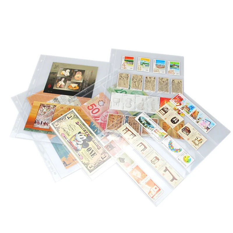 

10 Pcs 1/2/3/4/5/6 rows 9 hole Album Pages loose leaf Professional PCCB album banknote paper money album currency collections