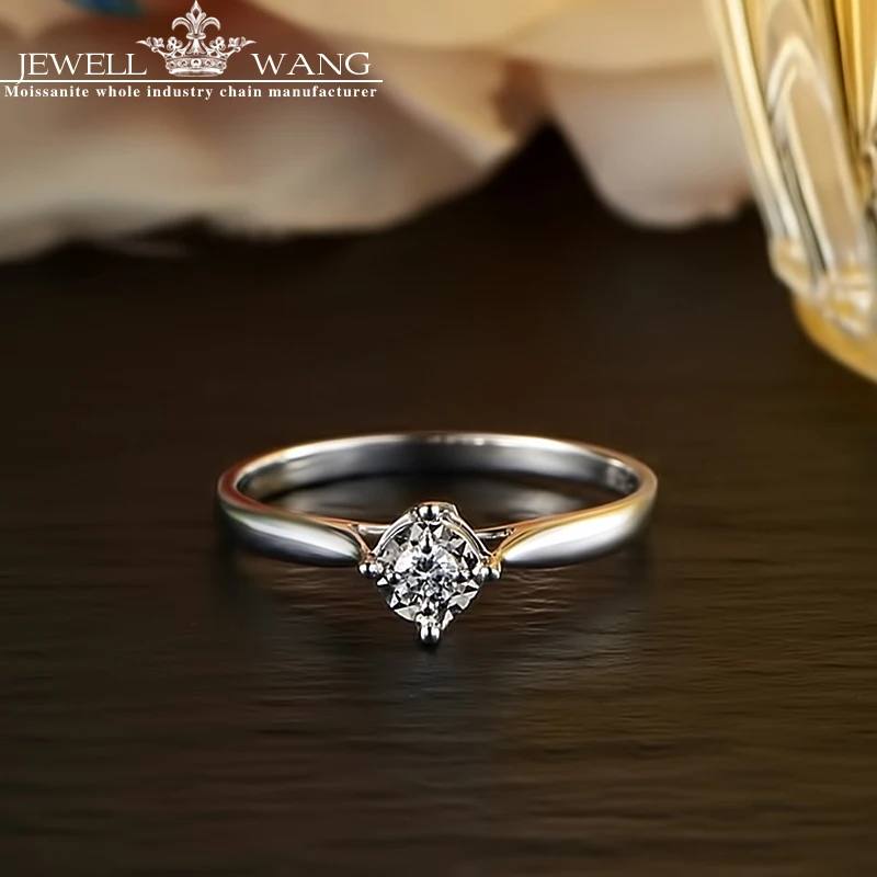 Ювелирное кольцо с бриллиантом 0.4CT 18 К белое золото карат легкое роскошное милое