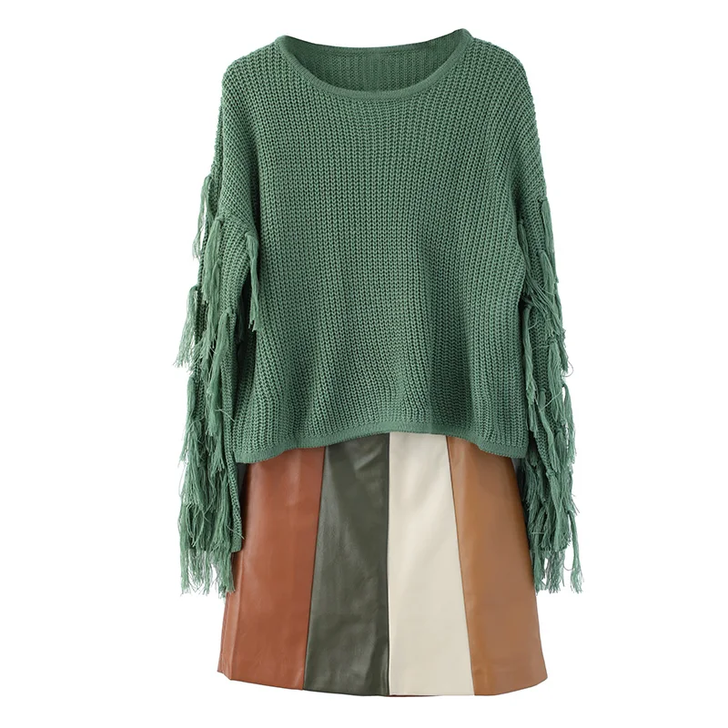 Coréen Jumper Automne Ensemble Chandail Jupe Hiver Vêtements 2018 De Style Nouveau Casual Costume Gland Haute Mode Pu Dames Qualité qnwf8Zxx5