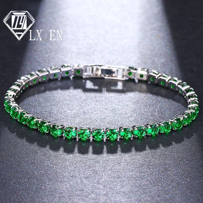 

LXOEN Brand 7 Colors Fashioh Luxury Crystal Tennis Bracelet Zircon Beads Bracelet Bangle Chains Strand Bracelets for Women