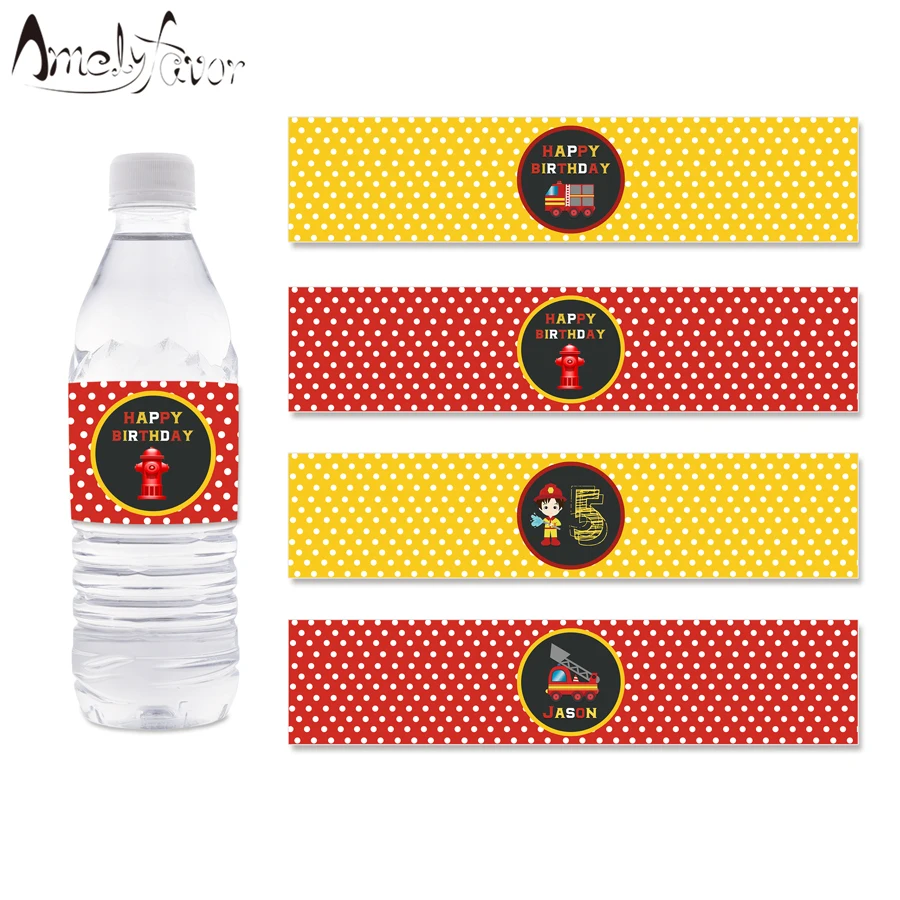 Firefighter Party Water Bottle Labels Fire Fighter Water Bottle