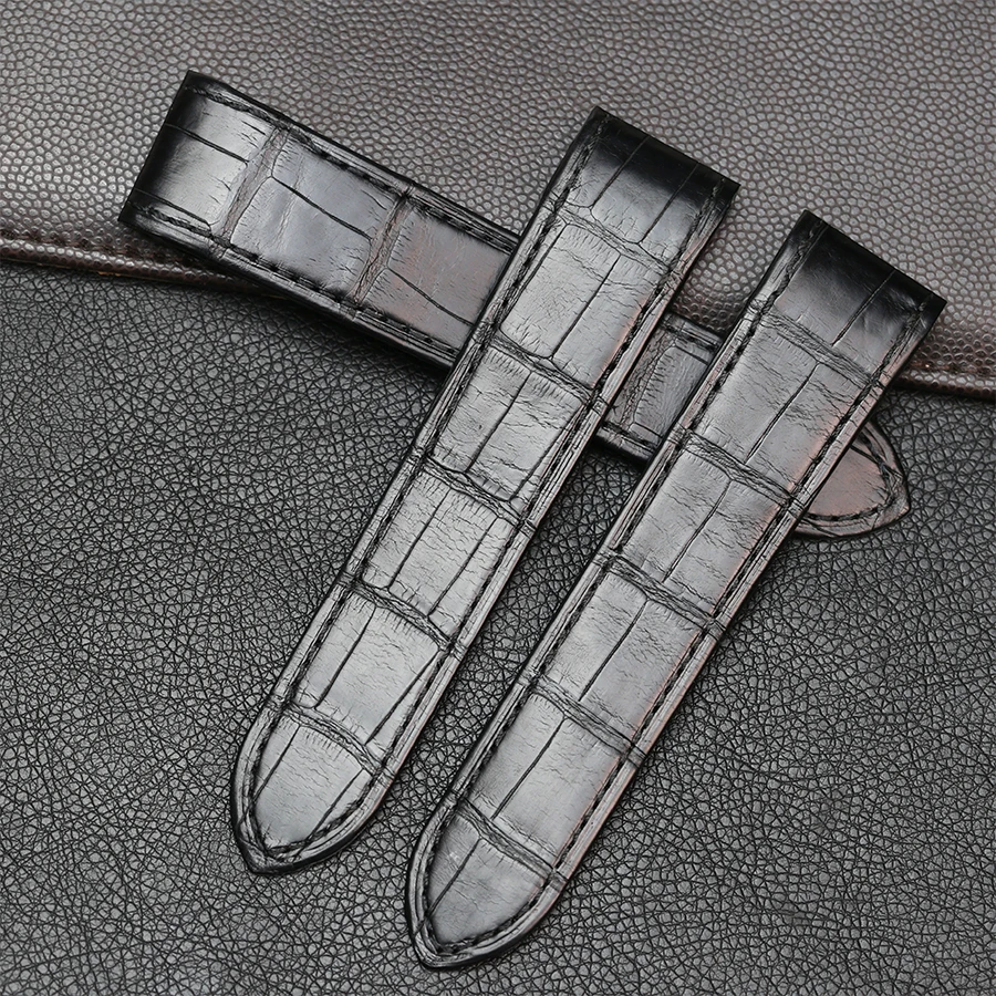 SAUPPO Ремешки для наручных часов подходит Santos Alligator Skin Leahter ремешок 20 мм 23 с