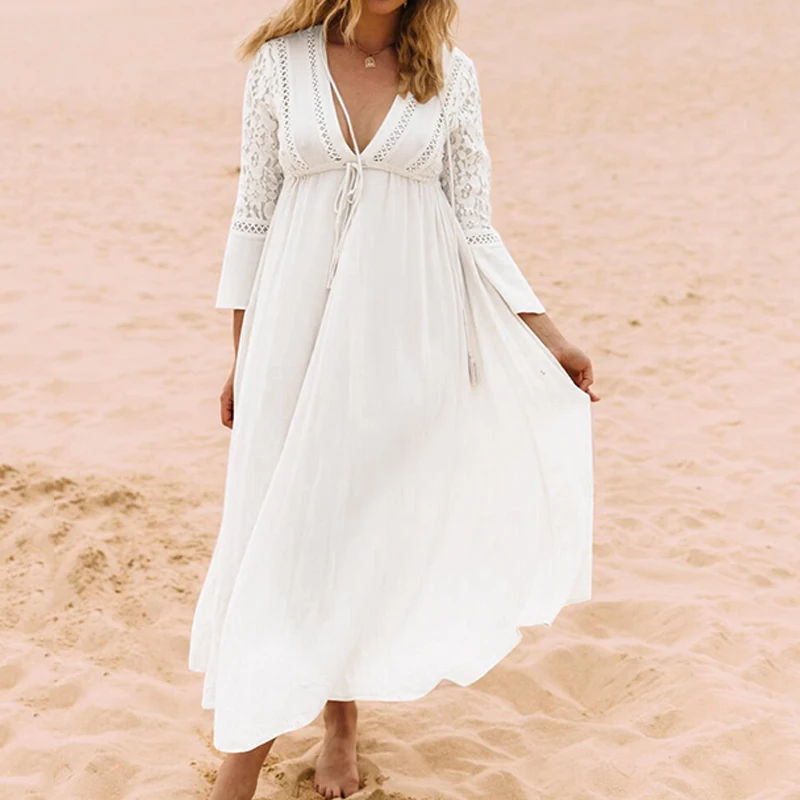 

New Pareo Beach Tunic Bikini Cover Up Robe De Plage Lace Hollow Sexy Swimsuit Swimwear Women Beach Dress Cardigan Bathing Suit
