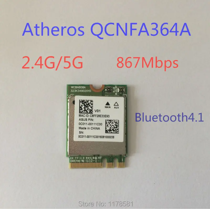 

Atheros QCNFA364A 802.11ac 4.1 bluetooth BT Wifi NGFF M.2 adapter card 867M WCBN808A
