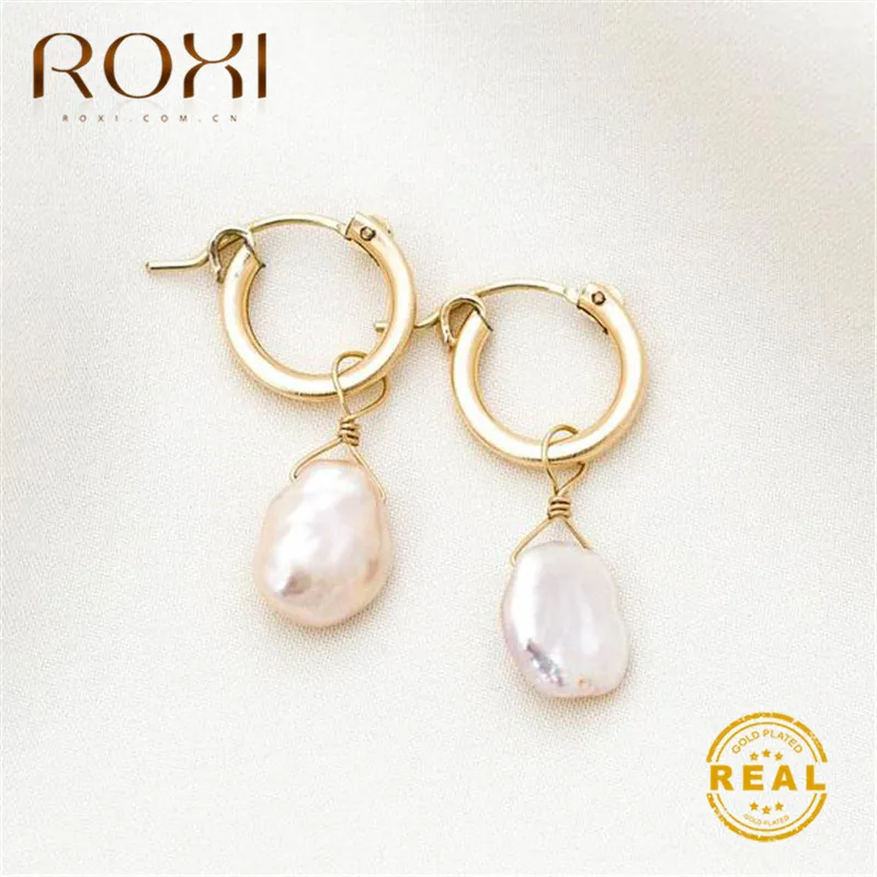 Серьги из натурального пресноводного жемчуга ROXI, Винтажные серьги гвоздики с жемчугом в стиле барокко для женщин и девочек, корейские геометрические серьги в подарок|Серьги-гвоздики| | АлиЭкспресс