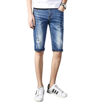 

Men's Denim Shorts 2019 Summer Thin Denim Shorts Men's Stretch Slim Casual Denim Shorts More Size 28-34 36