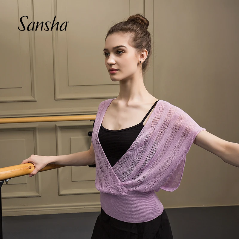 

Sansha Adult Short Sleeves Knit Sweater Purple Pink Black Ballet Dancewear Cloth KT3027