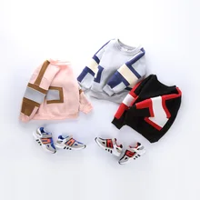 2017 Fall Winter Korean Baby Boys And Girls All-match Long Sleeve Fleece Hoodies Kids O-neck Pullover Cute Cool Bottoming Shirts