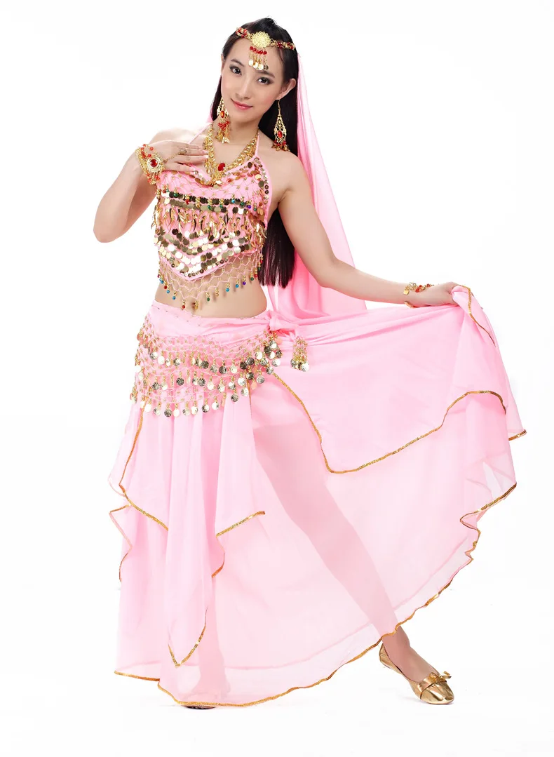 5 шт./компл. живота Танцы костюмные комплекты египет живота Танцы костюм Болливуд костюм Индийский платье для Танцев Живота Танцы платье - Цвет: Pink