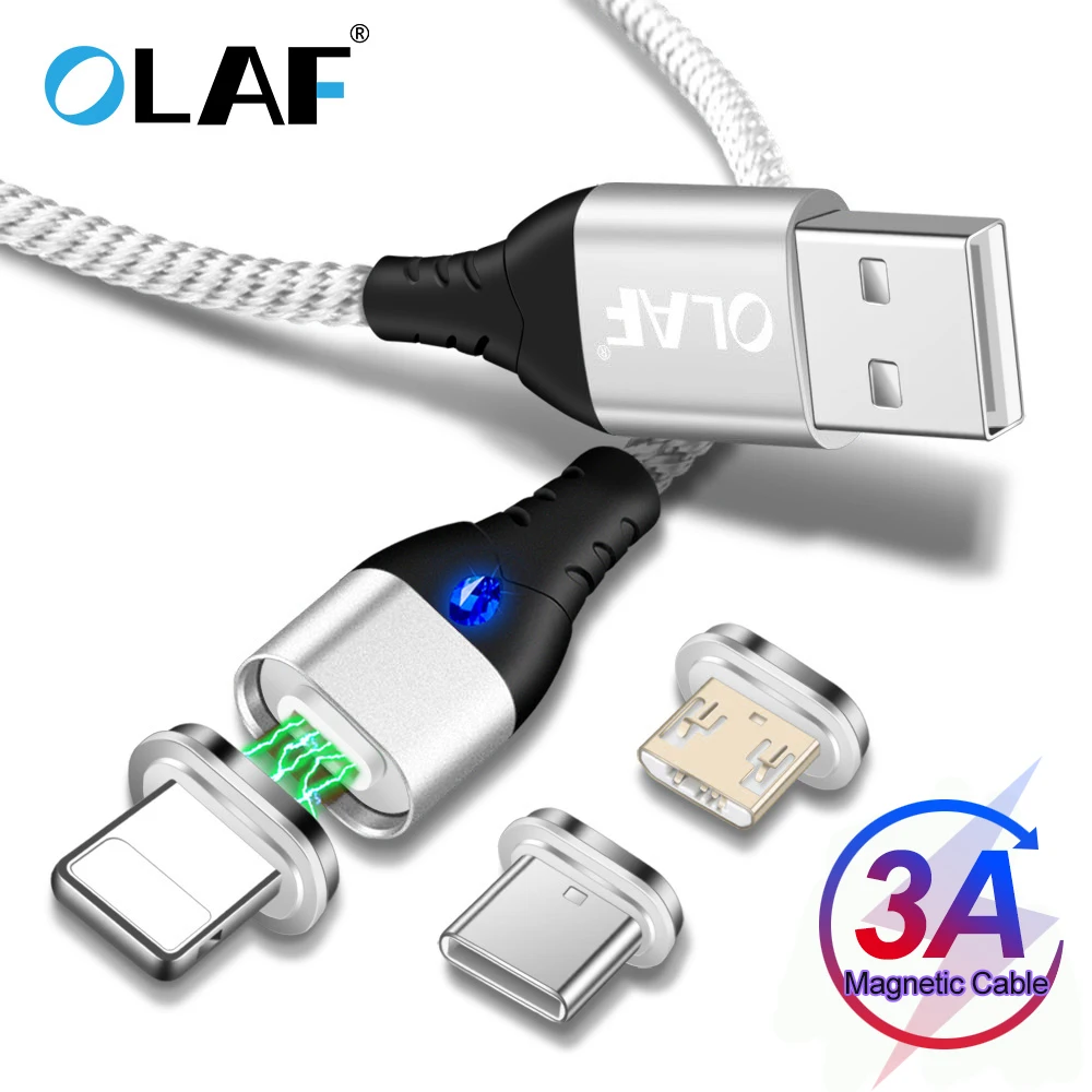 أولاف USB مغناطيسي صغير كابل ل فون سامسونج Xiaomi 3A سريع شحن المغناطيسي مهايئ شاحن USB نوع C الهاتف المحمول كابل