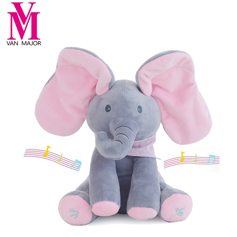 30 Cm Peek a boo Electrical Elephant Plush Toy Elephant Play Hide And Seek Fine Cartoon
