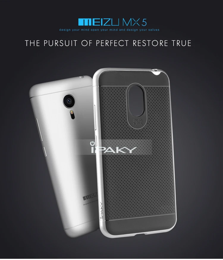 

100% Original good quality iPaky Brand Meizu MX5 Case Luxury Armor Silicone Back Cover with Frame