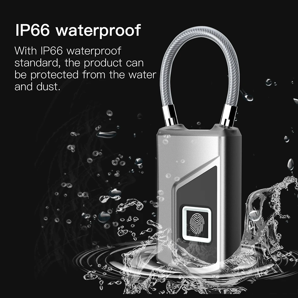 USB Перезаряжаемый смарт-замок без ключа с отпечатком пальца IP66 водонепроницаемый Противоугонный замок для безопасности двери чехол для багажа Замок