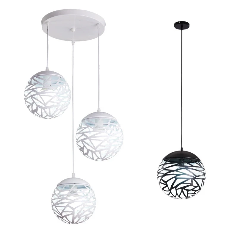 

Wonderland Modern Pendant Light Metal Ball Novelty Puzzles White Black Pendant Handing Lamp for Stair Dinning Living Room E27