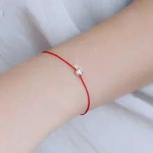 Серебро 925 пробы DIY ручной работы; Цвет черный, красный, веревочка стального cz камень бисером простая Женская девочка Регулировка Плетеный bracelet2018