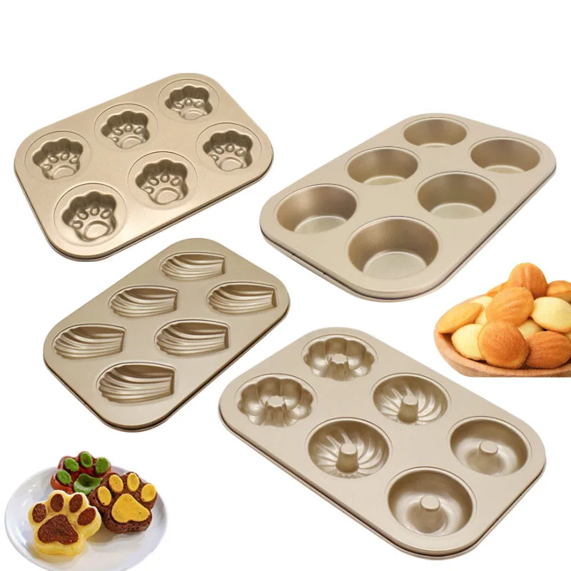 6 Holes Cake Mold Stainless Steel Not Sticky Various Shape Cake Pudding Cookie Bakeware Baking