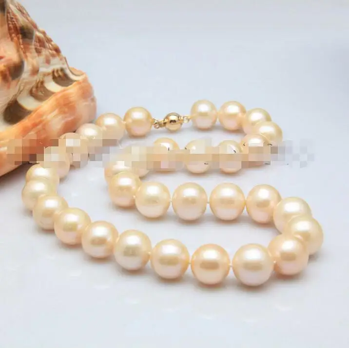 

Hot selling free shipping******* lovely 12-13mm pink fresh water pearls necklace 18